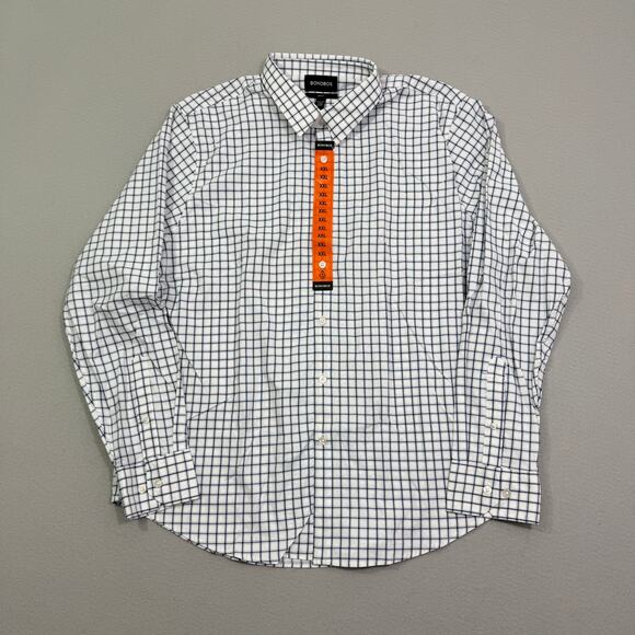 Bonobos Other - Bonobos Slim Fit Button Shirt Men's 2XL White Blue Plaid Preppy Stretch NEW